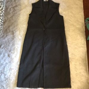 Long, suede, single button vest